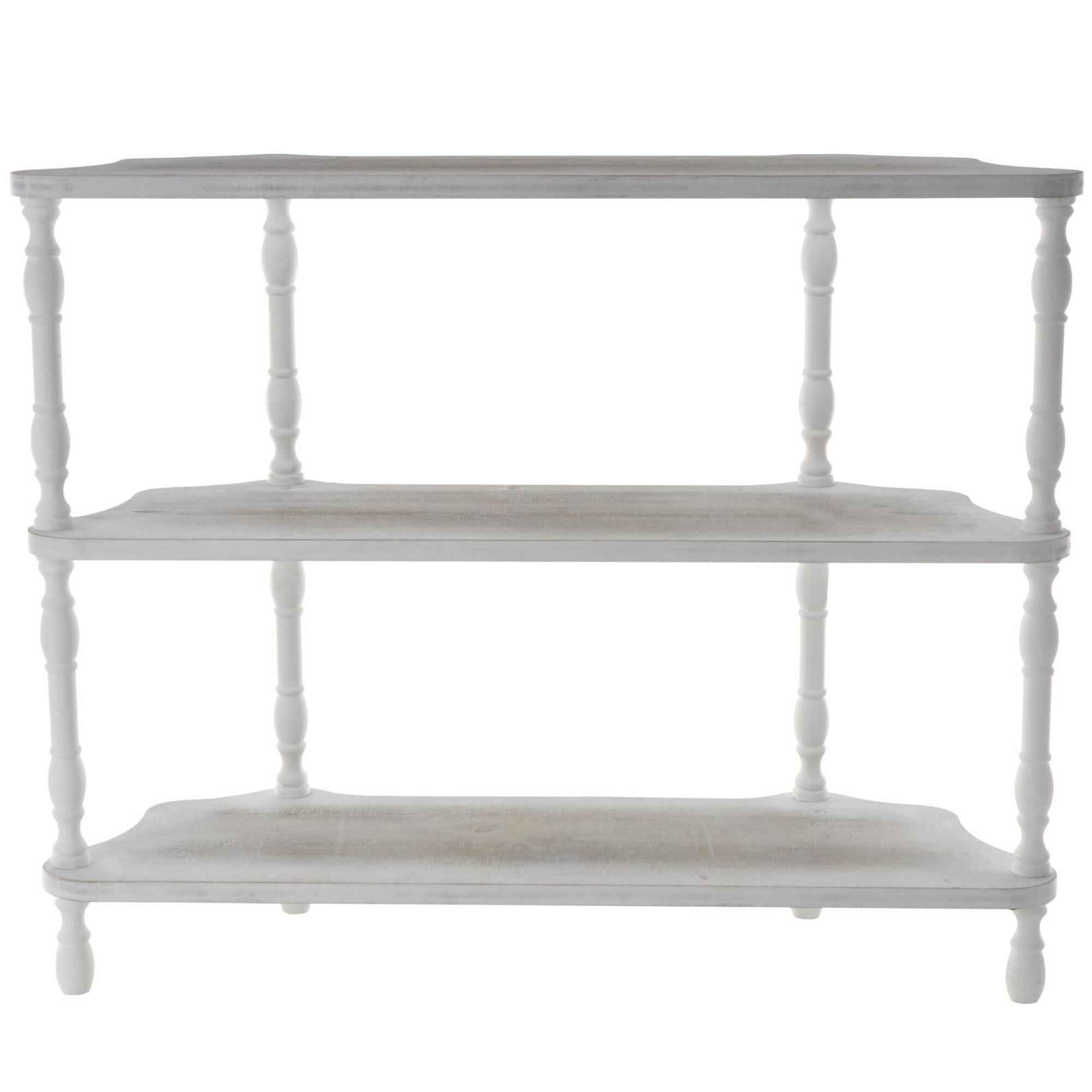 38" x 46.5" White Washed Wooden 2 Shelf Storage Shelving Unit
